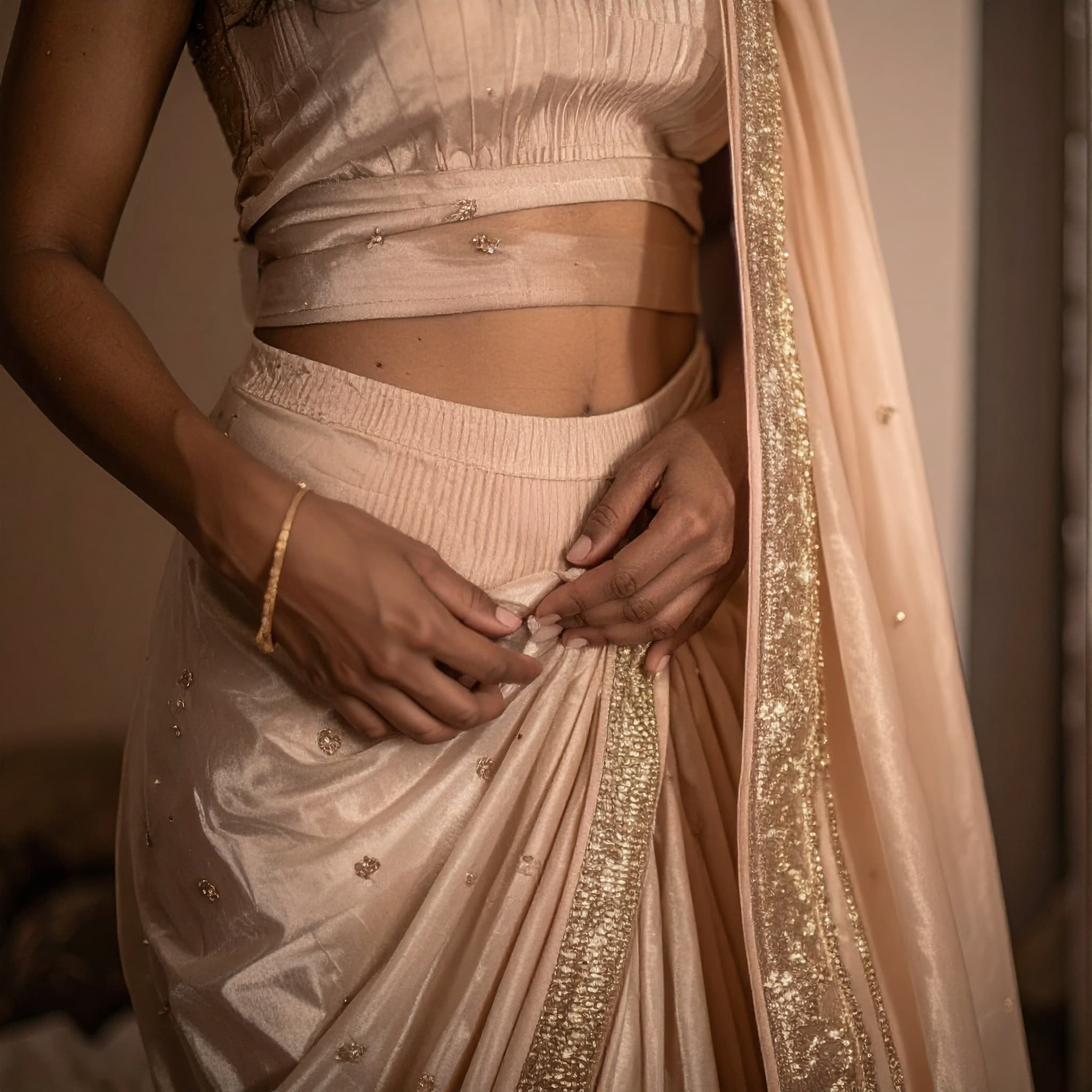 Close-up detail of a shapewear waistband showing construction quality